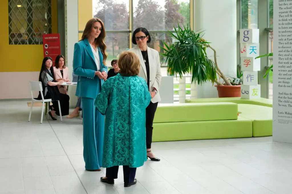 Britain’s Kate, Princess of Wales, arrives at the Loris Malaguzzi...