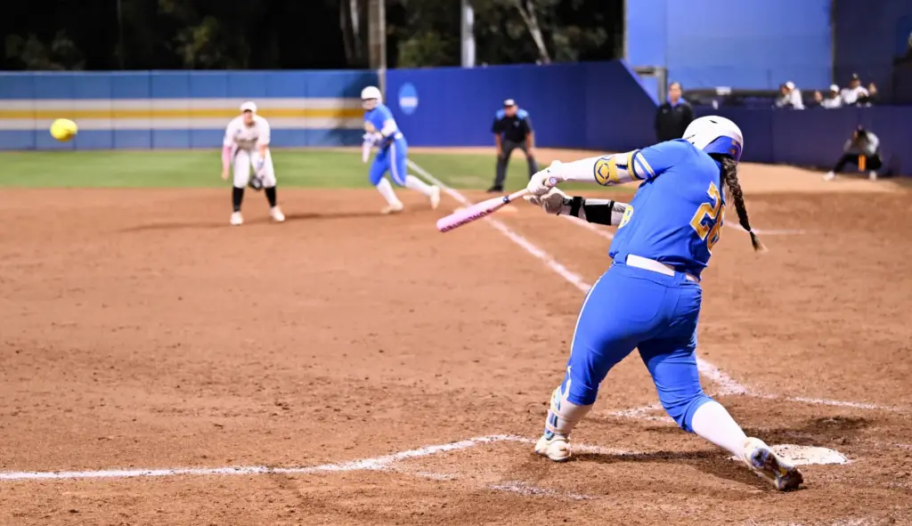 Alexis Ramirez #28 of the UCLA Bruins Hits a two...