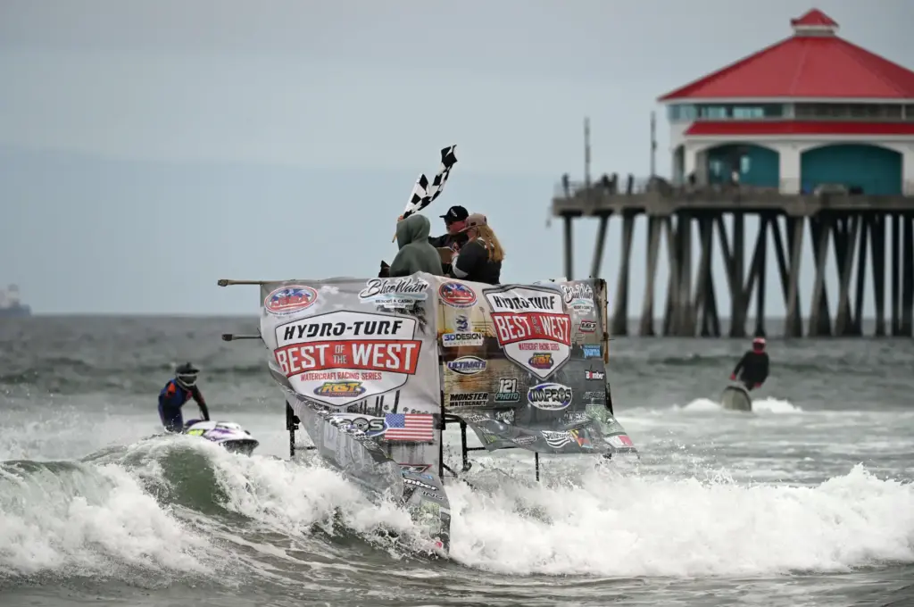 The checkered flag is waved from the judges stand signaling...