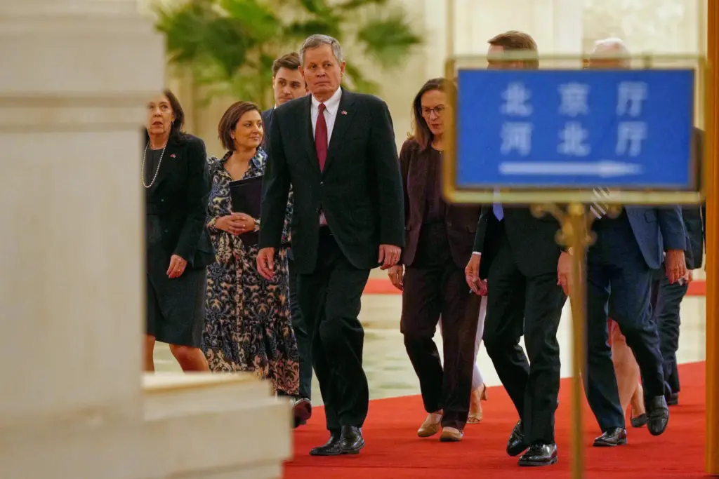 U.S. Senator Steve Daines walks with his congressional delegation in Beijing.