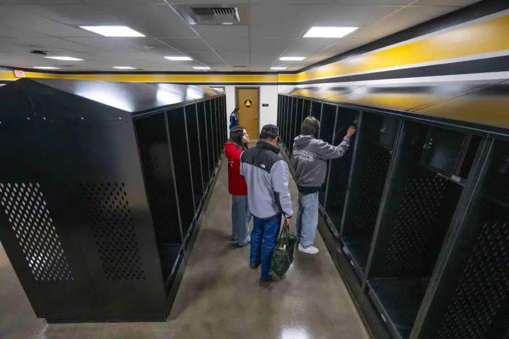 Capistrano Valley High School families tour a new locker room...