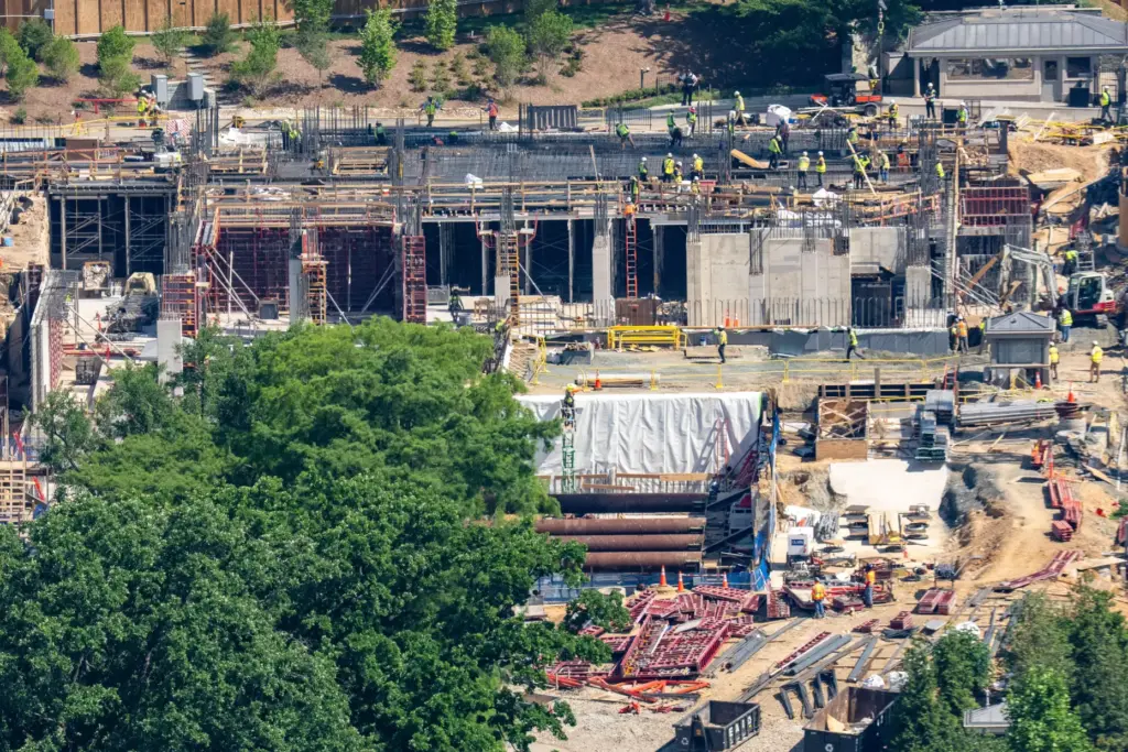 Work continues on the construction of the ballroom at the...