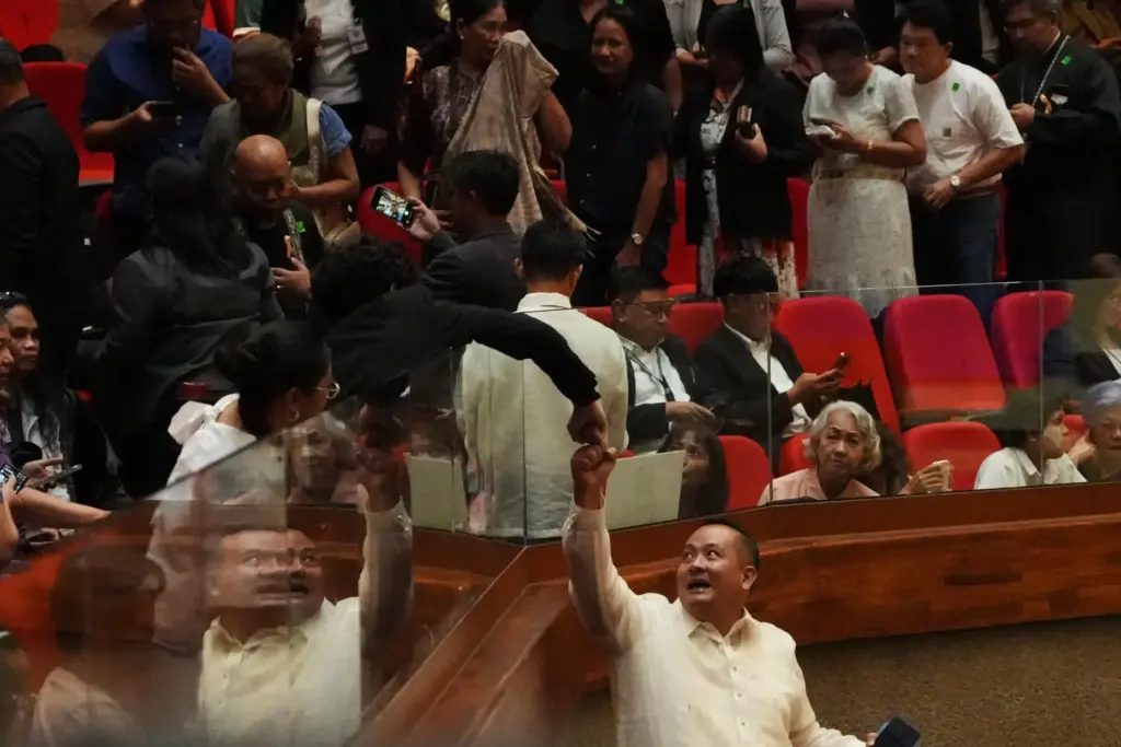 A congressman gestures after majority of the House of Representatives...