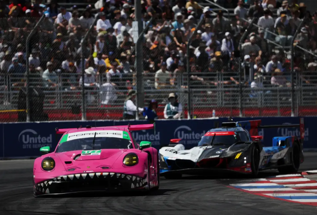 The AO Racing GTD car (177) races ahead of the...