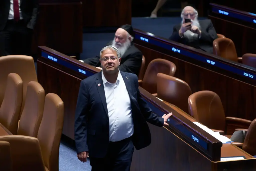 Israel's Minister of National Security Itamar Ben-Gvir in the Israeli parliament.