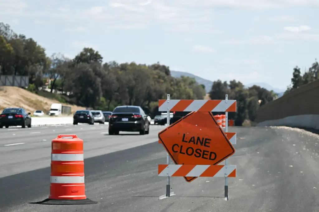 Construction on the “smart freeway” project continues near the Rancho...