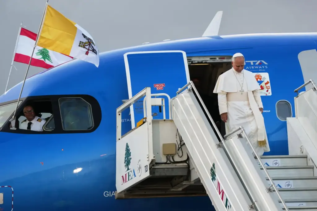Pope Leo XIV arrives at Beirut's international airport, Lebanon.