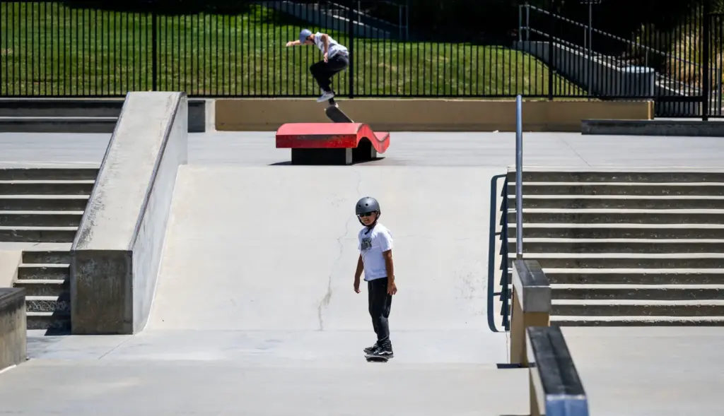 Joaquin Ramos skates at the Etnies Skatepark in Lake Forest...