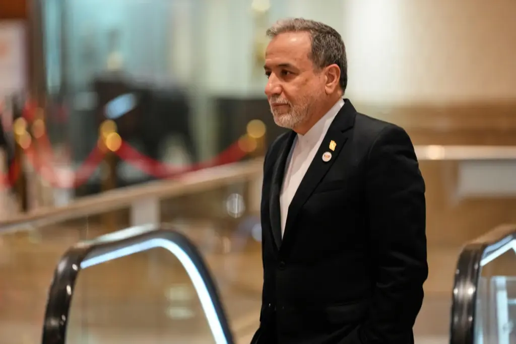 Iranian Foreign Minister Abbas Araghchi arrives for a meeting in New Delhi.