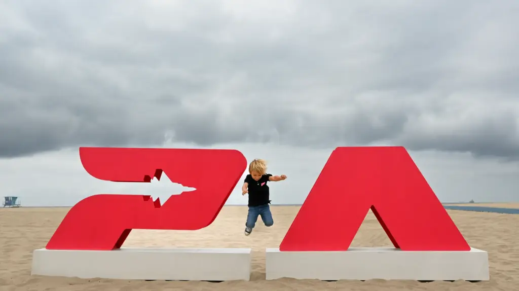 Jett Elliott, 3, son of Pacific Airshow CEO Kevin Elliott,...