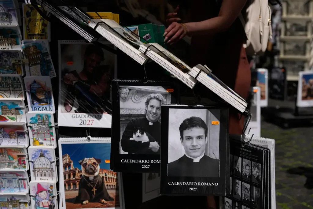 The ‘Calendario Romano’ calendar, bearing a photo of Giovanni Galizia,...