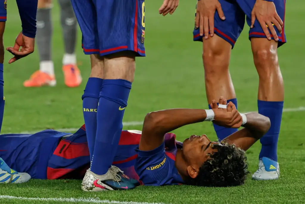 Lamine Yamal on the grass