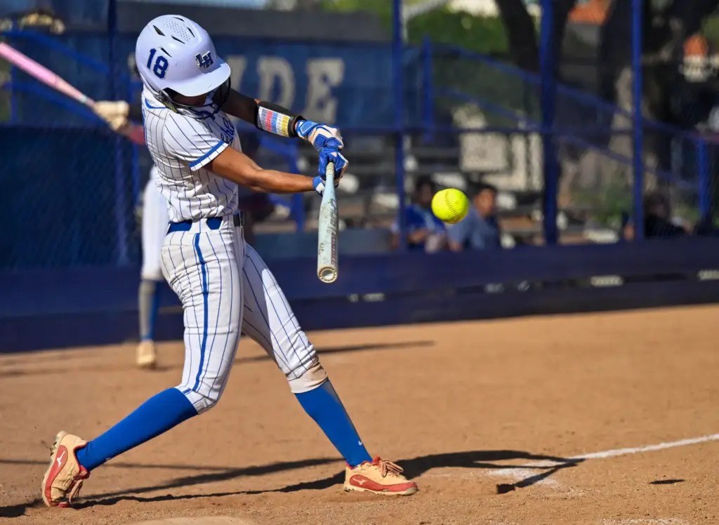 La Habraâs Georgia Rickenbacker hits the ball during a Crestview...