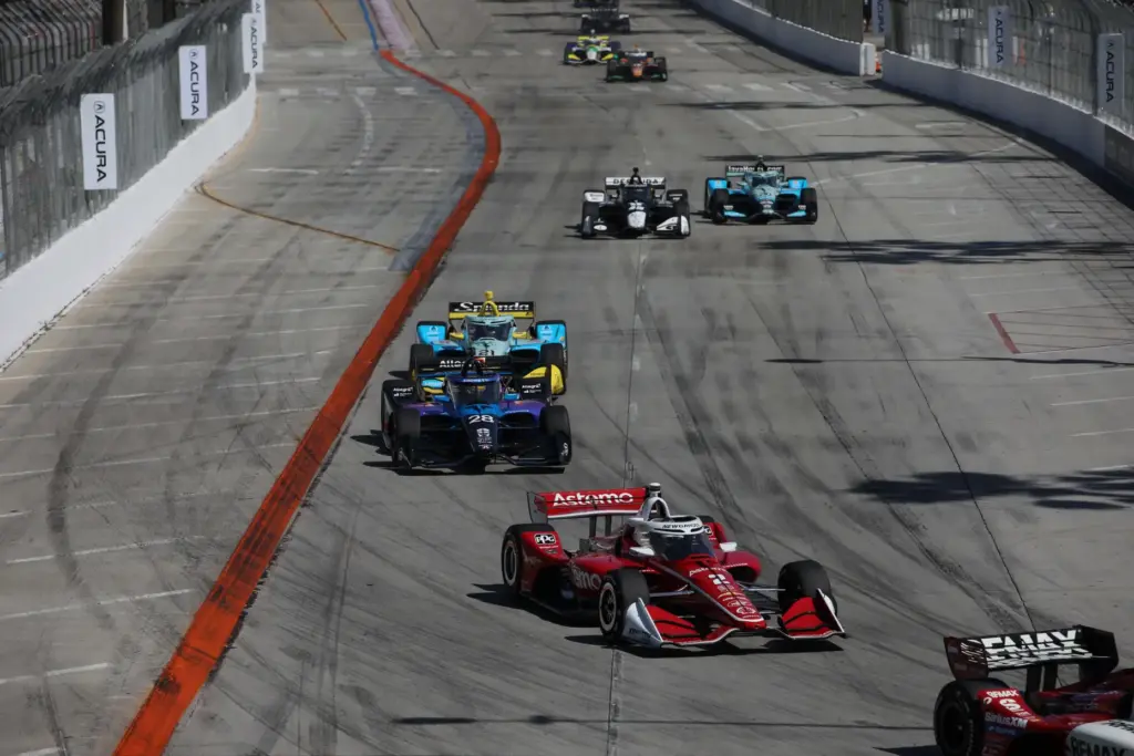 IndyCars come are off and running down Shoreline Drive at...