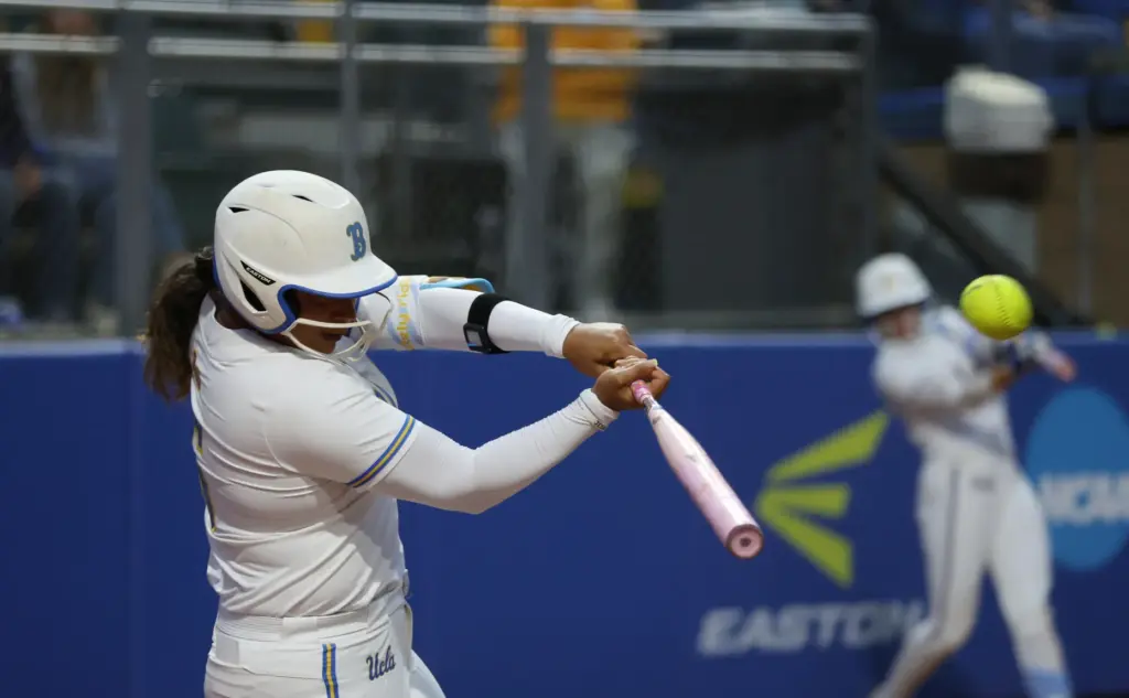 UCLAâs Jordan Woolery launches a two-run home run to give...
