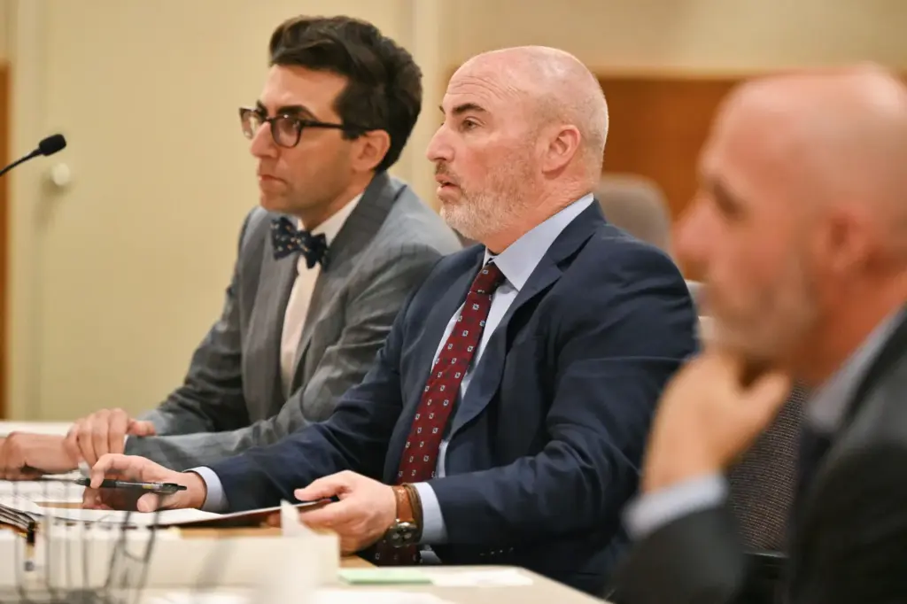 Michael Goldstein, center, attorney for Britney Spears, speaks during the...