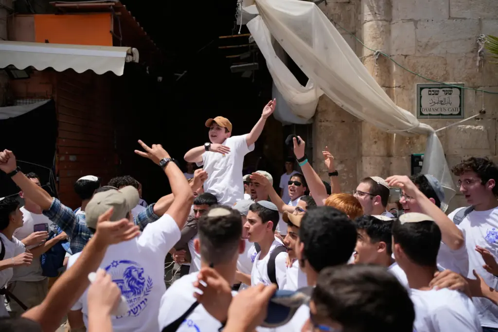 Israelis celebrate ahead of a march marking Jerusalem Day, an...