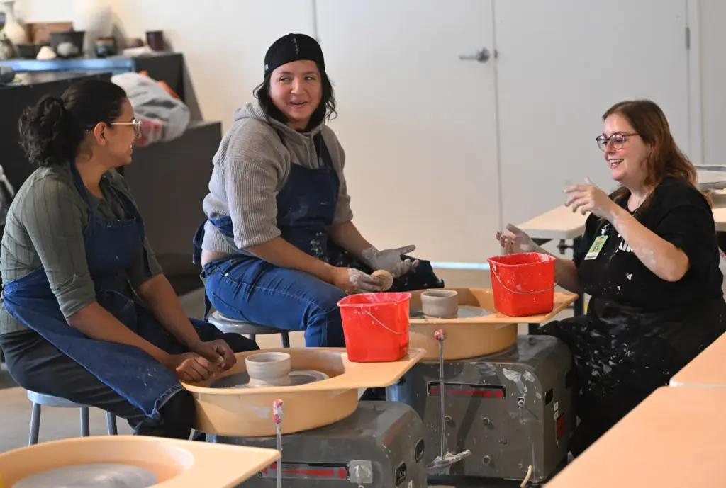 Elvira Maravilla and Emma MagaÃ±a of Fullerton and Art Clay...