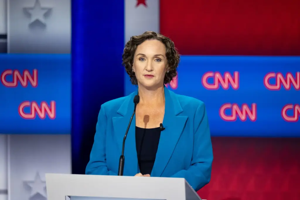 Katie Porter on the debate state Tuesday, May 5, 2026....