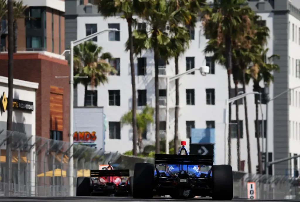 Indycar drivers take to the track for a warm up...