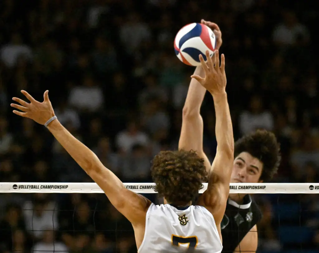 Hawaii and UC Irvine battle during the NCAA men’s volleyball...