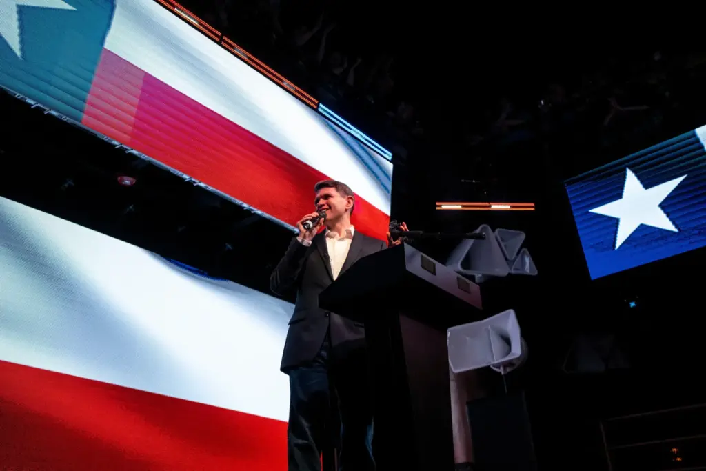 Democratic Senate candidate James Talarico attends a rally in Houston.