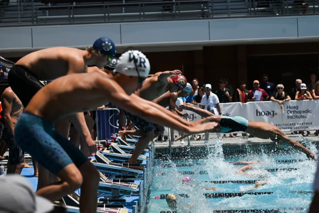 Santa Margarita High school swims the freestyle relays for the...