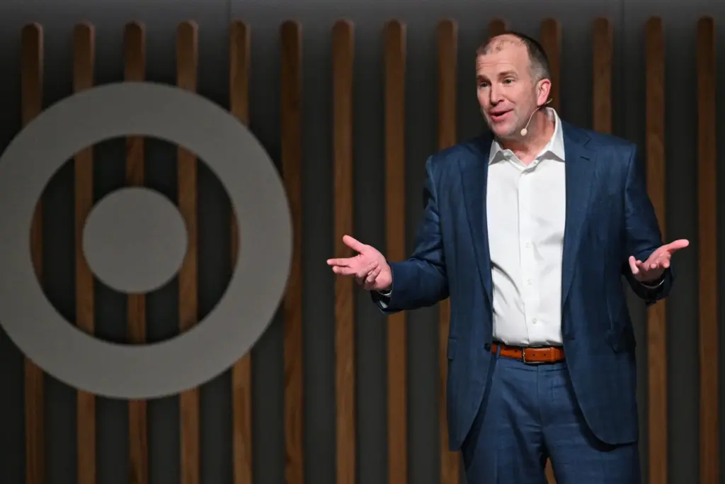 Target CEO Michael Fiddelke speaks at Target's Financial Community Meeting.