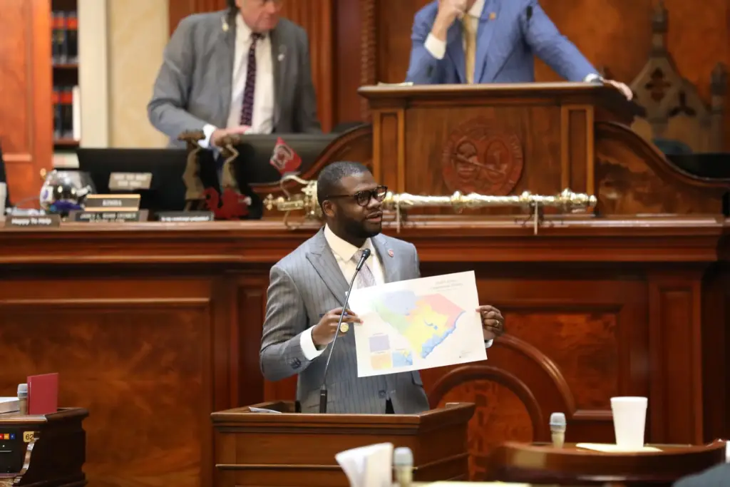 Rep. Kambrell Garvin presents his version of a map