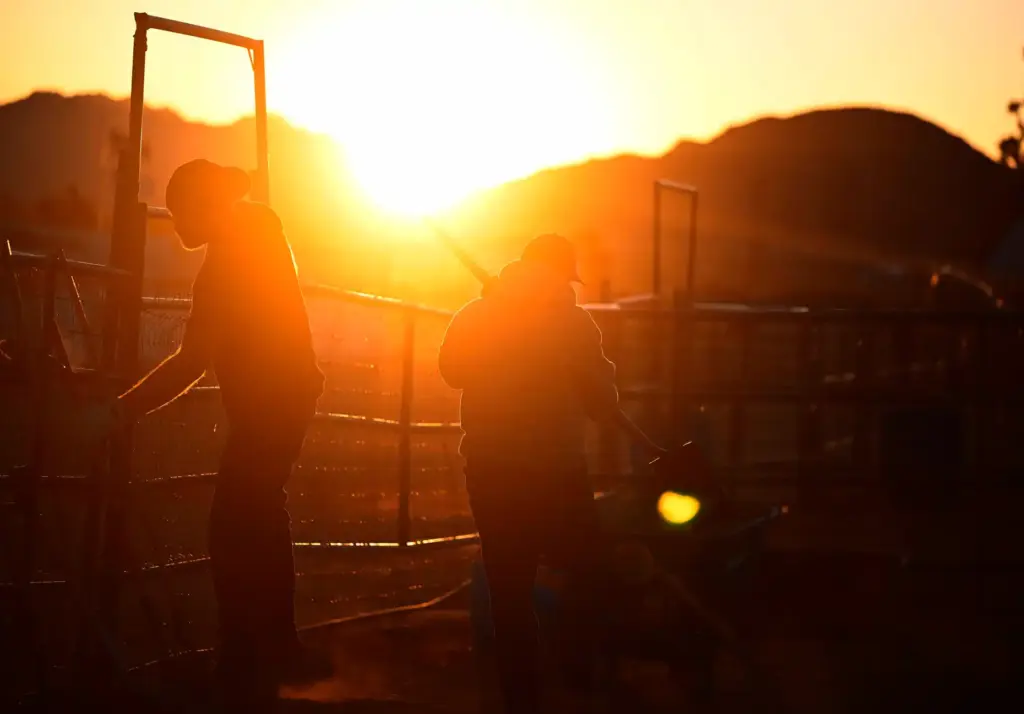 Dawn breaks at Riverâs Edge Ranch in Lucerne Valley on...