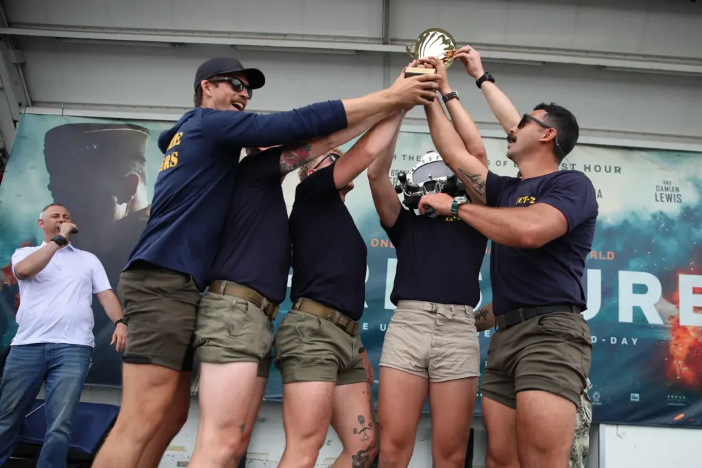 Members of Underwater Construction Team 2 playing as team Navy...