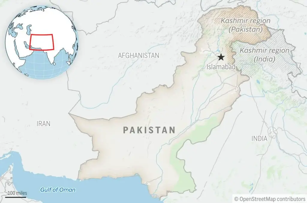 This is a locator map for Pakistan