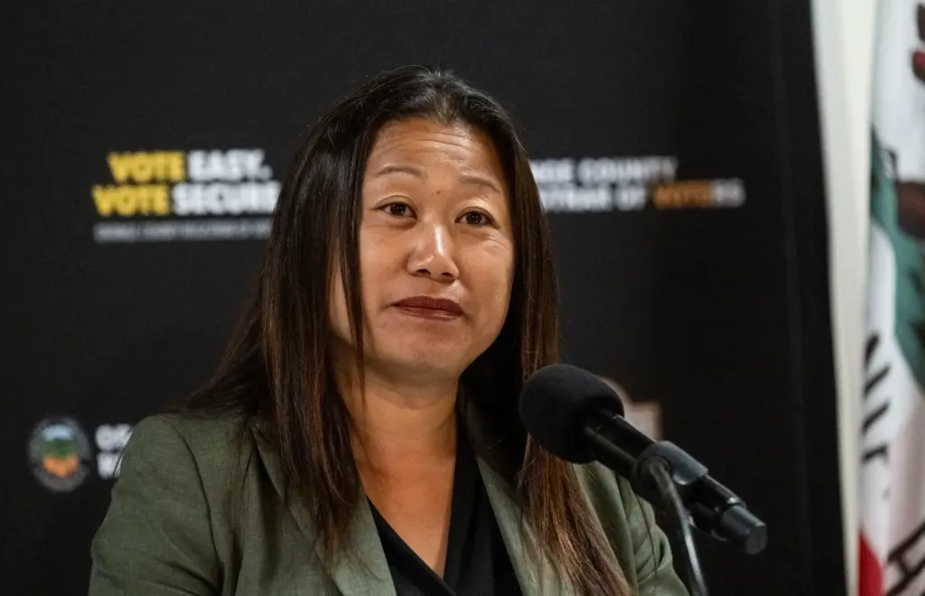 Orange County First District Supervisor Janet Nguyen, answers questions during...