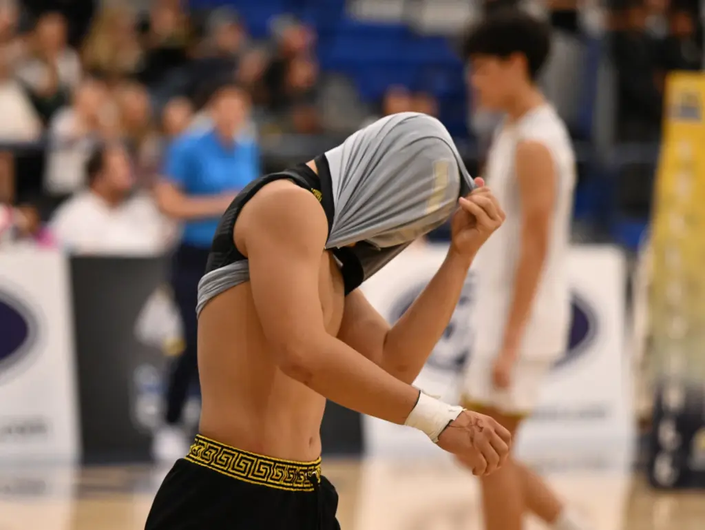 Jake Sueki of the Sunny Hills Lancers after Royal Highlanders...