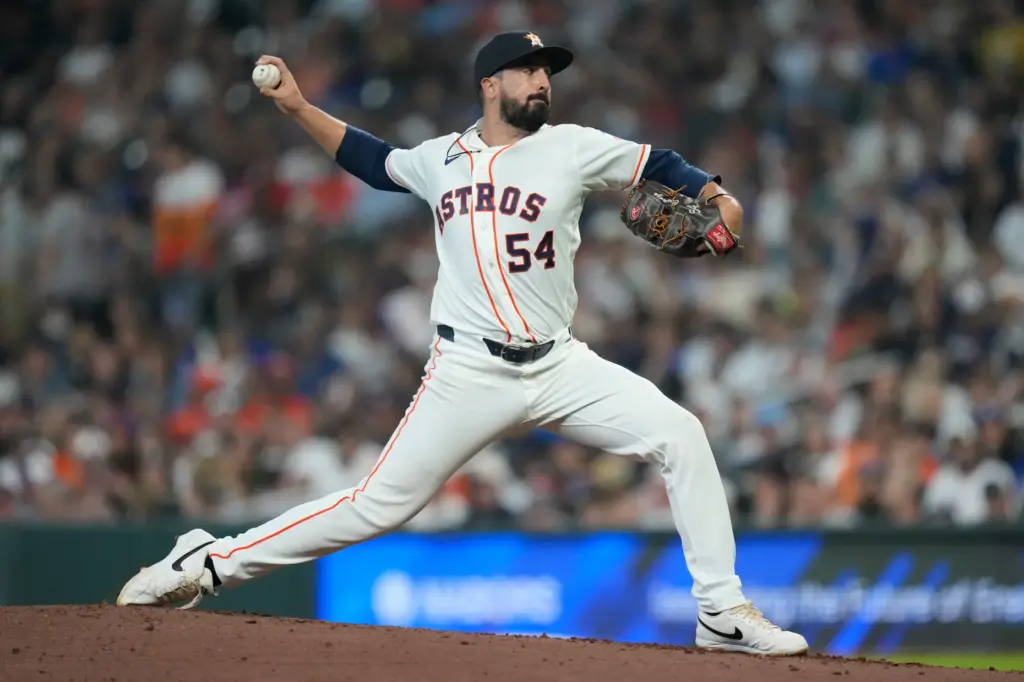 Houston Astros pitcher Jason Alexander throws to the plate during...