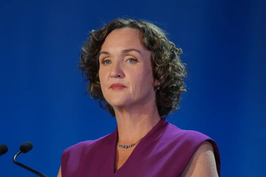Katie Porter during a California gubernatorial debate hosted by CBS...