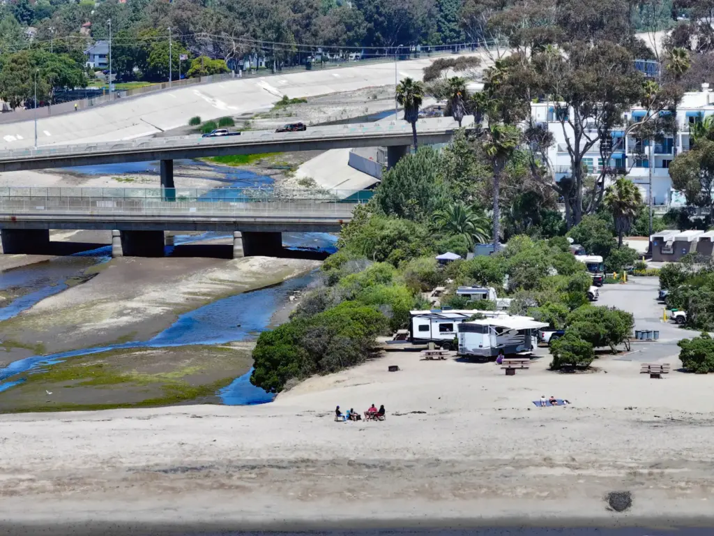 Doheny State Beach Campground sits next to the mouth of...