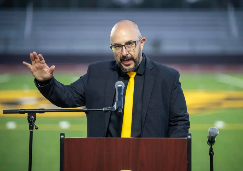 Capistrano Valley High School Principal John Misustin welcomes school families...