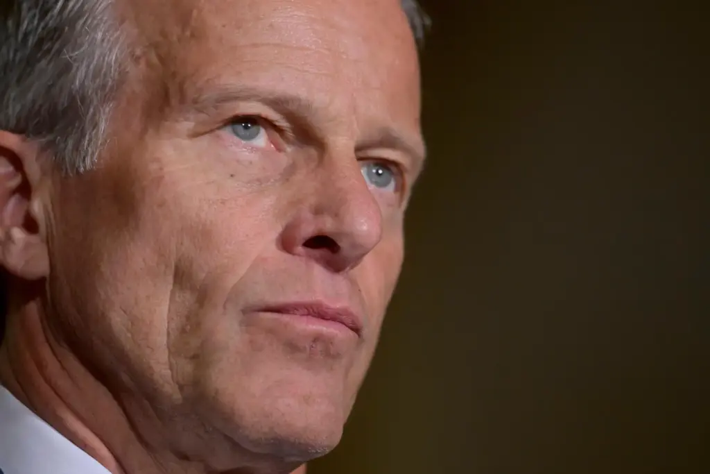 Senate Majority Leader John Thune, R-S.D., speaks during a news conference.