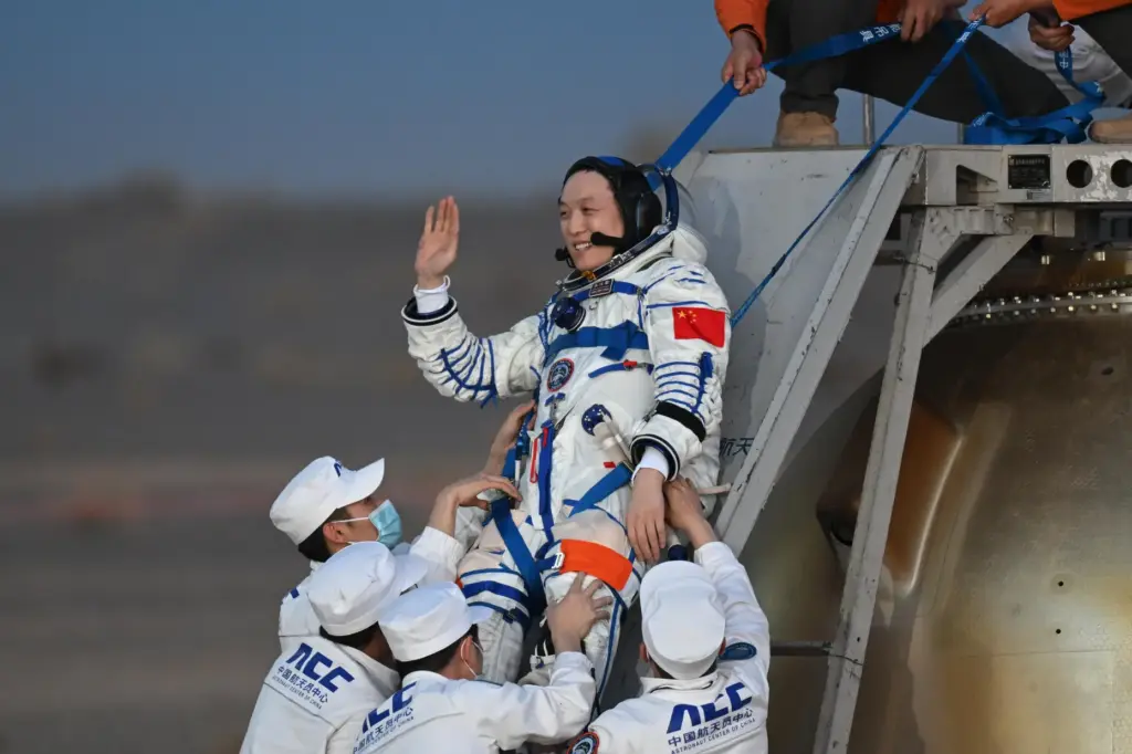 In this photo released by Xinhua News Agency, astronaut Zhang...