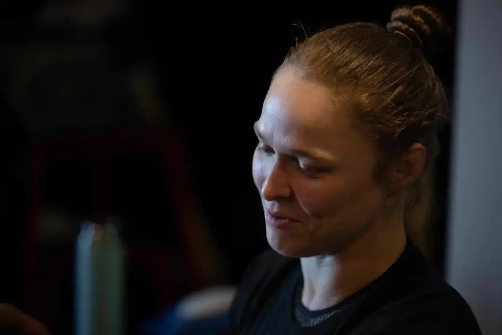 Former UFC champion and Olympic medalist Ronda Rousey prepares for...