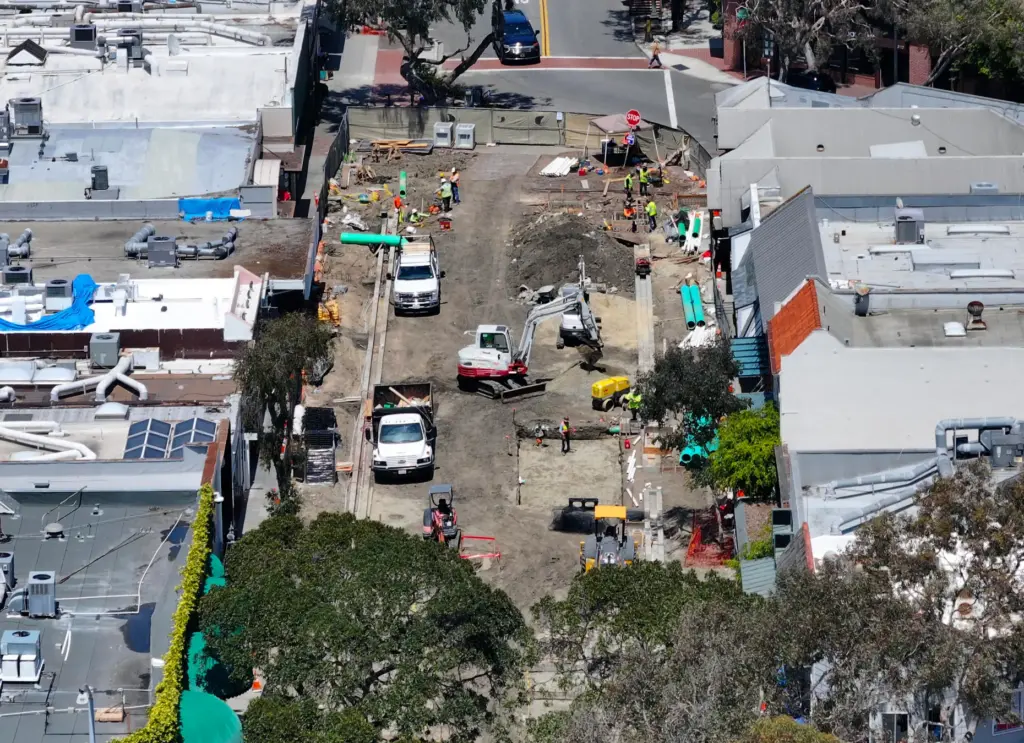 Construction continues in the 200 block of Forest Avenue as...