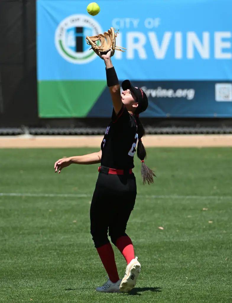 Grace Highâs shortstop Grace Maguire (2) catches the ball for...