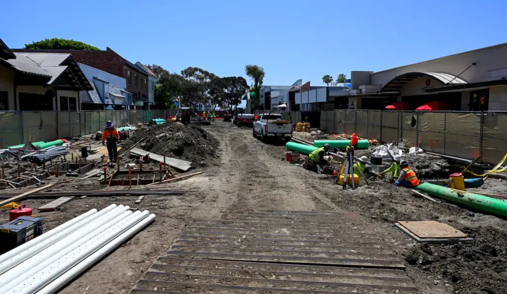 Construction continues in the 200 block of Forest Avenue as...