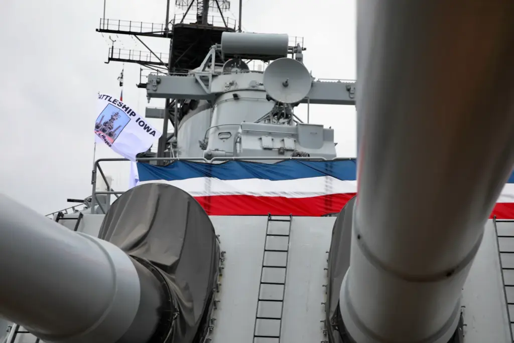 The USS Iowa is decked out for tours on Saturday,...