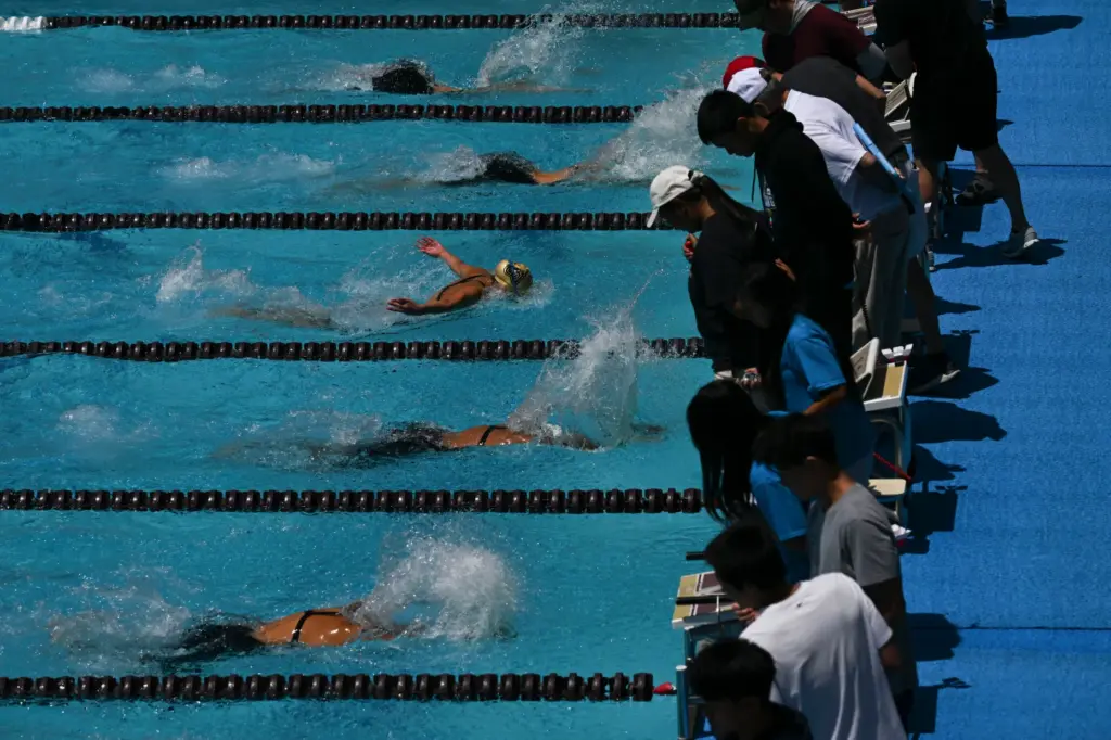 Santa Margarita High school swims the freestyle relays for the...