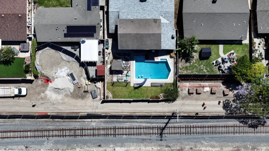 Backyards of homes in the 16500 block of Rhone Lane...