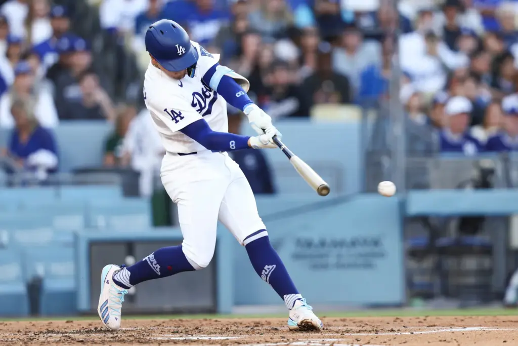 The Dodgers’ Enrique HernÃ¡ndez hits an RBI double during the...