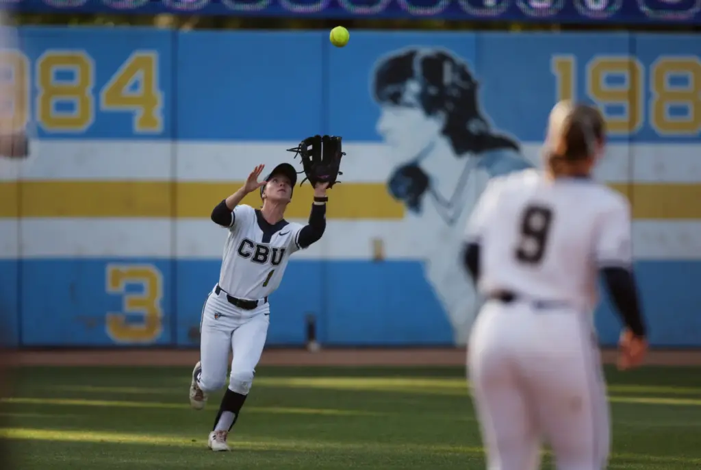 California Baptistâs Matti Severns (1) reaches out to catch the...