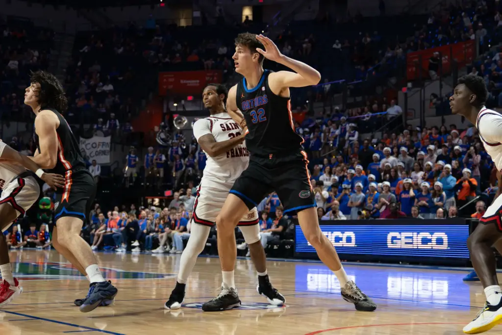 Saint Francis forward Cam Tweedy, left, tries to defend against...